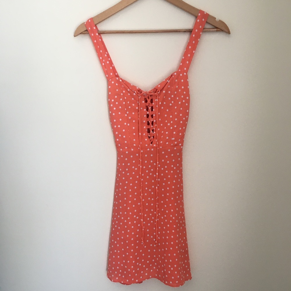 Flynn Skye Leila Lace Up Mini Tangerine Dress